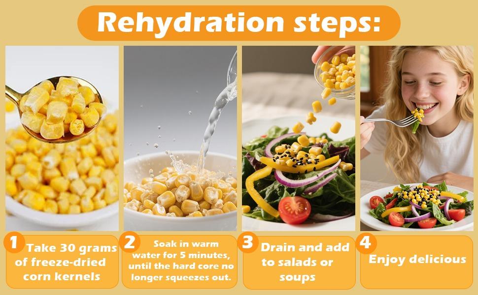 9.5oz Freeze Dried Sweet Corn Kernels – Super Sweet Dehydrated Yellow Corn, Single-Ingredient Vegan Dried Vegetable for Salad, Soup, Stew – Kosher Food for Everyday Meals and Camping