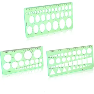 3 count Circle Template,Plastic Circle Stencils, Geometric Circle Template for Drawing, Elliptical for Stencil Ruler School Office Supplies(Green)