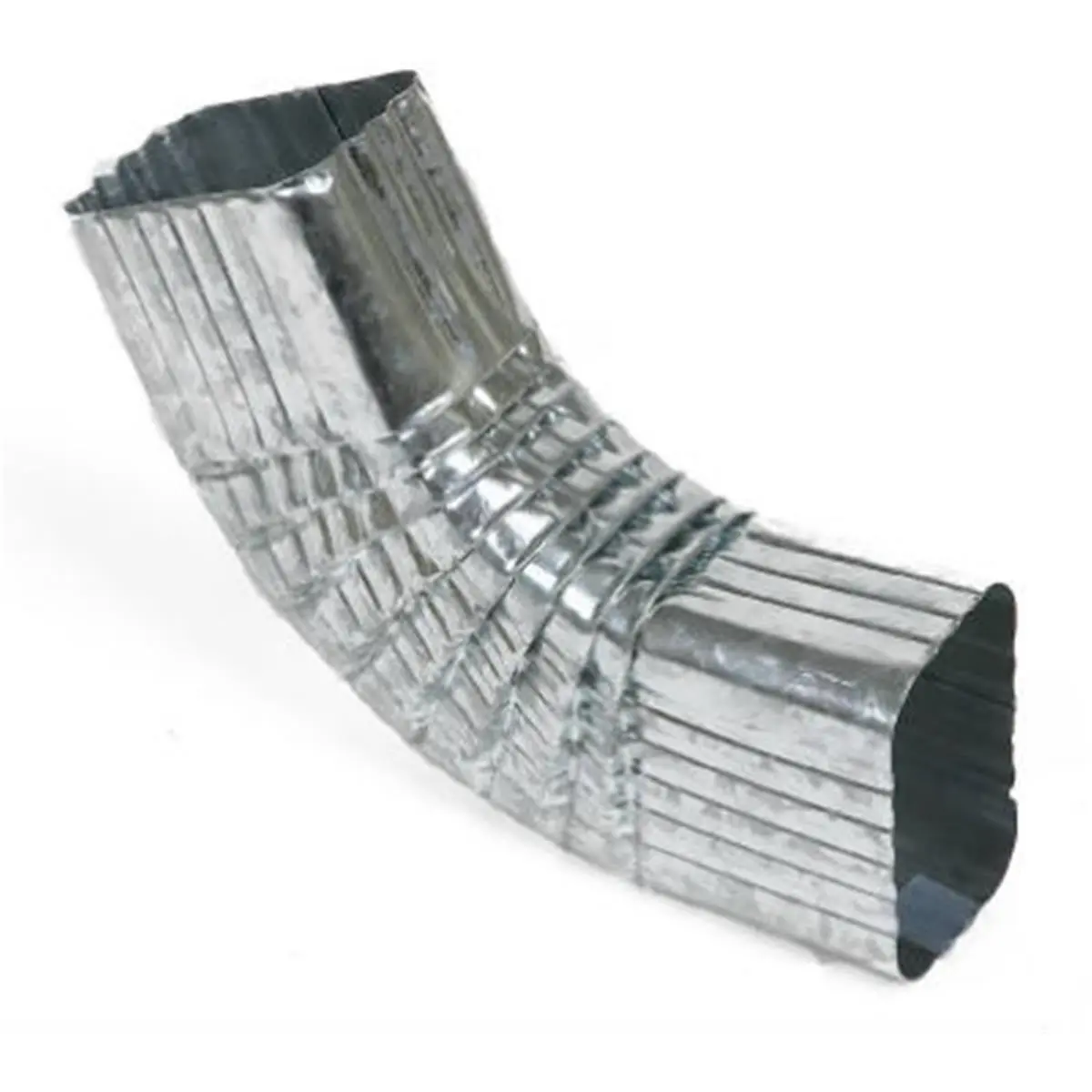 212 MAIN Style B Front Gutter Elbow, Galvanized Steel Downspout Connector for Roofing, 75-Degree, 3 x 4 in, Mill Finish