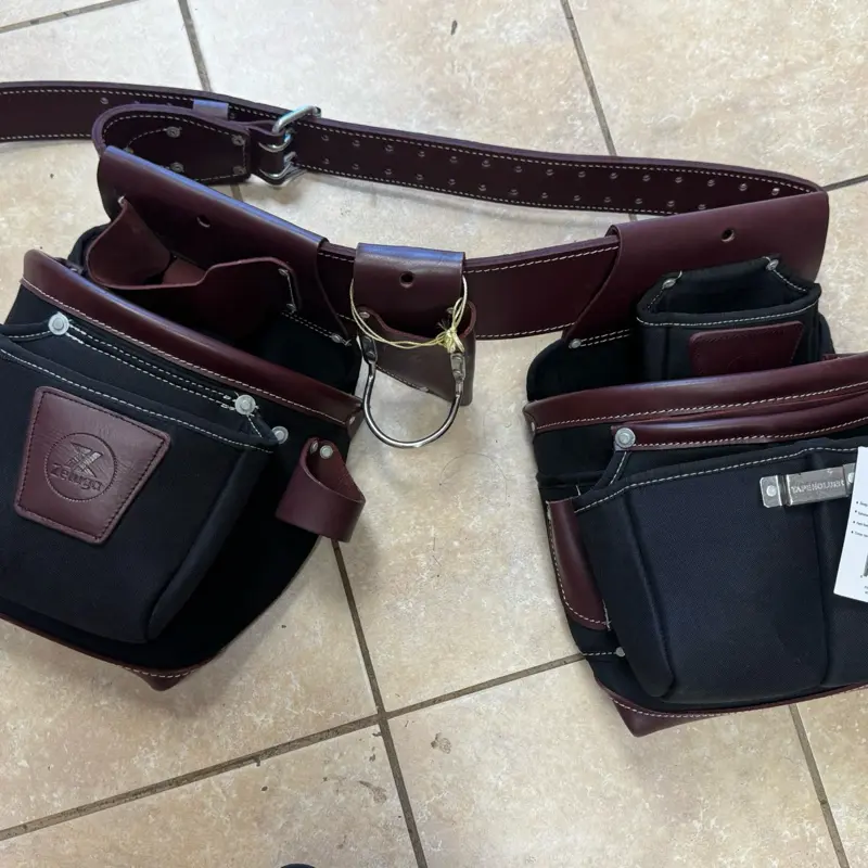 Zeluga 20-171 100% Leather Tool Belt, Bag, Carpenter, Construction, Framers, Handyman and Electrician Tool Bag Set, Brown