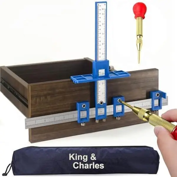 Cabinet Hardware Jig Tool | Adjustable Drawer Handle Drill Guide | Precision Cabinet Knob Installation Template | Aluminum Hardware Locator