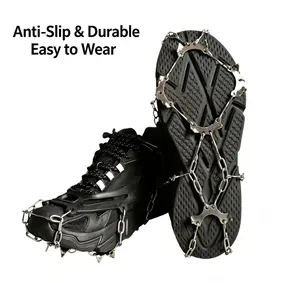 10-Teeth Stainless Steel Crampons, Non-Slip Ice Traction Cleats for Hiking, Mountaineering, Portable Winter Sports Gear