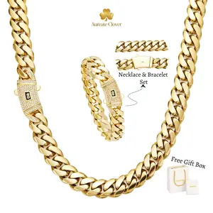 Brilla Contio 14K Gold-Plated Cuban Link Chain & Bracelet Set - New Anti-Tarnish PVD Technology, 316L Stainless Steel Base, Hypoallergenic & Water-Resistant Hip Hop Jewelry (6mm-14mm Sizes), Timeless Shine Gift for Men.tarnish proof jewelry tiktokshopspri