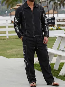 Men's Long Sleeve Shirt Set Print, Casual Loose Fit Design, Comfortable Daily Wear, Perfect for Fall & Winter Seasons