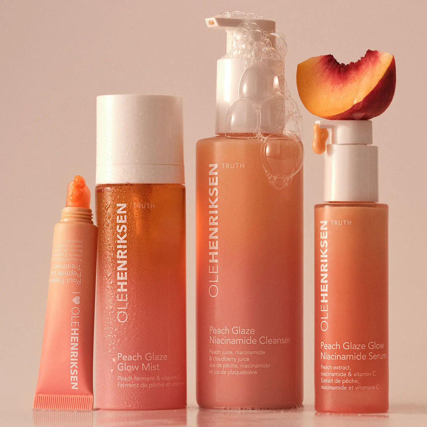 Big + Plump Peach Glaze Collection Bundle Moisturizer Set Peptide