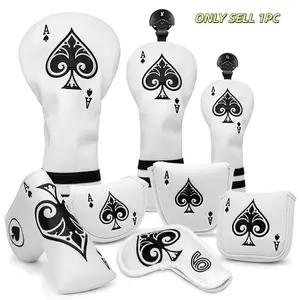 Golf Club Headcover, Spade A for Driver Fairway Hybrid Wood Head Covers, Blade Putter Mallet Putter Covers, Iron Clubs Headcover, Golf Accessories