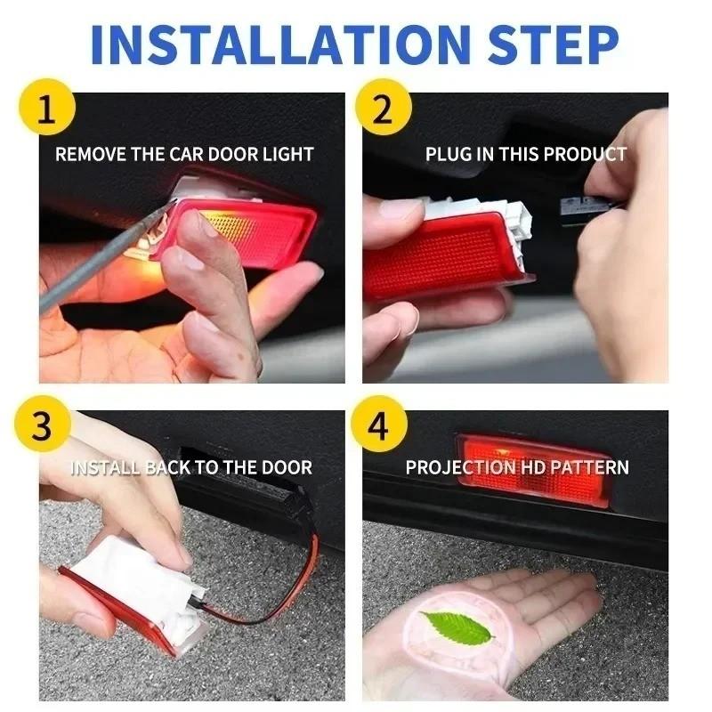 2PCS For Mercedes Benz AMG A B C E Class W205 W176 W177 W246 W212 W213 W166 W167 X253 C117 W117 C205 A205 C207 A207 C218 GLA GLC GLE GLB GLE GLS CLA CLS Auto Accessories LED Car Door Light Logo Welcome Light Projector Lamp Led Car Lights