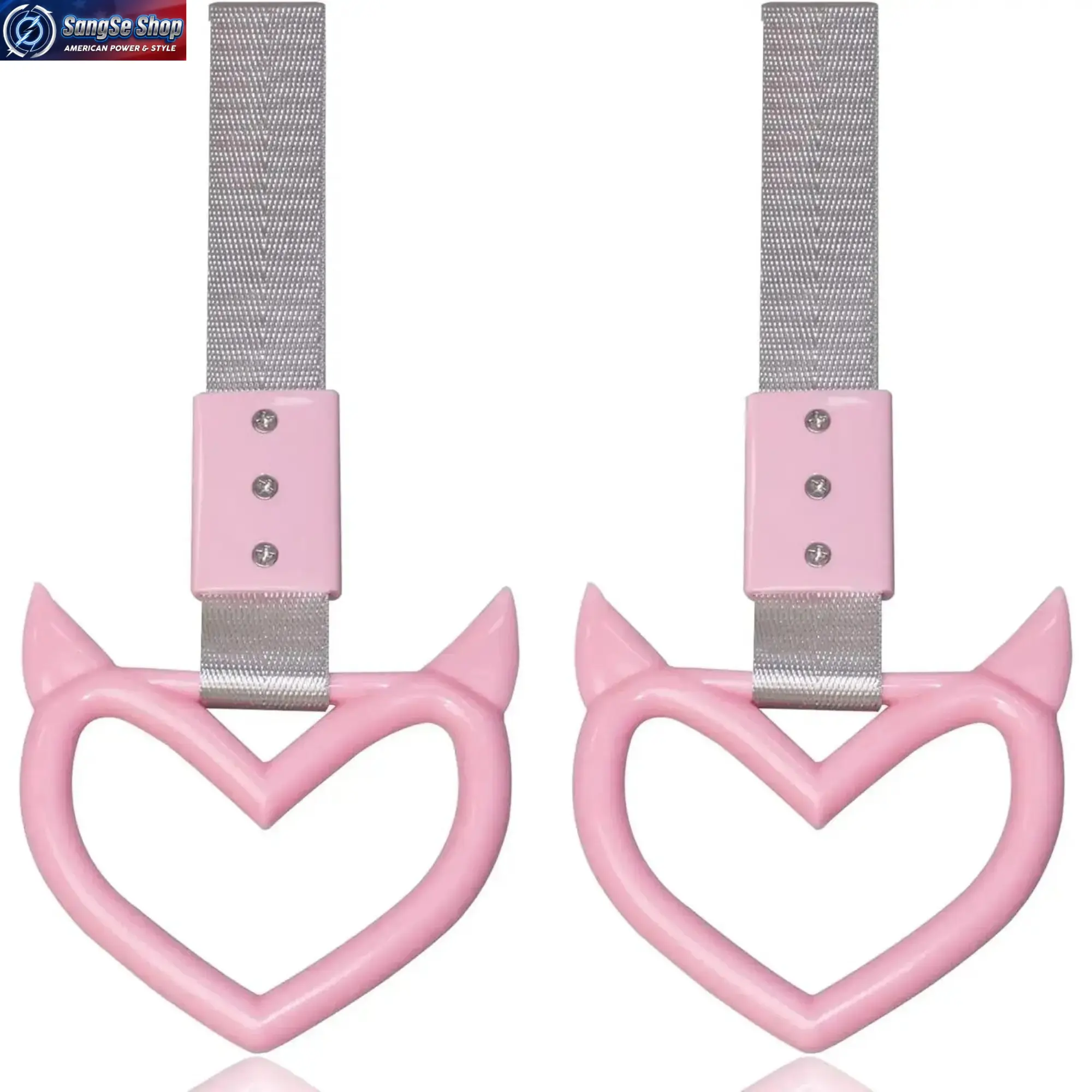 Red Devil Heart Handle Car Charm, 2 Pack Plastic Drift Pendant for Rearview Mirror Decoration, Keyring Set for Women Men, Thoughtful Car Lovers Gift