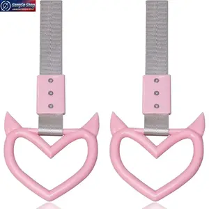 2 Pack Heart Handle Drift Pendant Keychains 2026 Trend Red Devil Car Charm Stylish Durable Auto Accessories Rearview Mirror Dashboard Hanging Ornament Keyring Set for Women Men Unique Car Interior Decoration Gift Daily Use Trendy Vehicle Styling Accessory