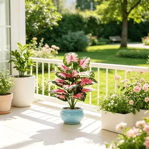 Large Outdoor Artificial Plant Set, 65cm Height, Realistic Big Leaves, Home Decor, Garden, Wedding, Mother's Day, Easter, St Patrick's Day, Artificial Outdoor Plants