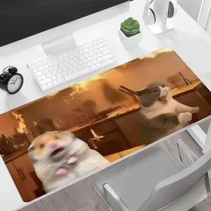 Funny Animal Chaos Design Mouse Pad, 1 Count Rectangle Gaming Mouse Pad, Non-Slip Rubber Base Stitched Edge Desk Pad for Home Office Game Room, Desk Accessories, Gaming Desk Accessory