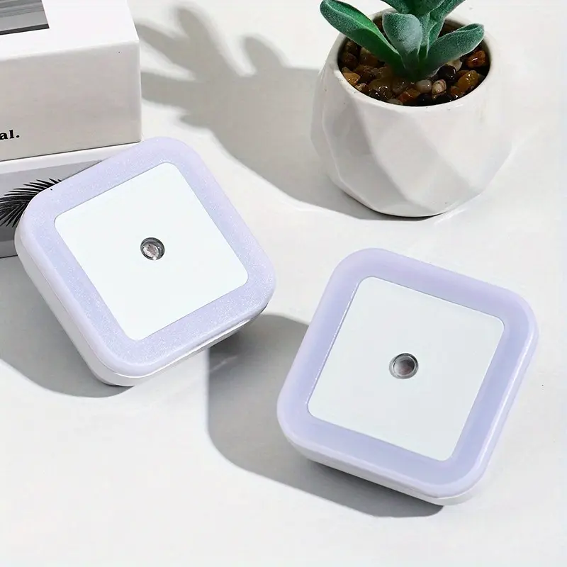 4-Pack Compact Square Smart Night Lights - 0.5W AC Power Supply Indoor Lighting, 2.52"w x 2.52"h x 1.85"d Dusk-to-Dawn Warm LED Plug-In, Home Night Safety & Festive Decorations