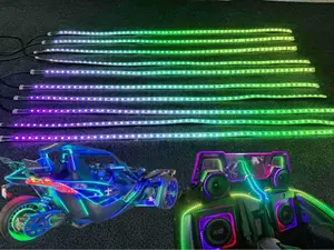YDZWAVUI 12PCS 4FT IP68 Single Row RGB Dream Chasing Flowing Addressable LED Light Strips for Polaris Slingshot Golf Cart Ryker Spyder Bike Cycle with APP Remote Control