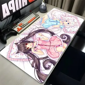 Nekopara Anime Anti-Scratch Mouse Pad, Cute Gaming Desk Mat with Smooth Surface, Anti-Slip Rubber Base, Durable Thick Design, XXL Extended Keyboard Mousepad for PC Gamers, Anti-Scratch Mouse Pads