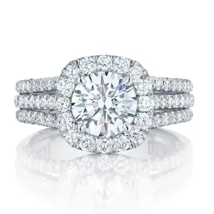 S925 sterling silver luxury full set ring, three row design, elegant women's jewelry