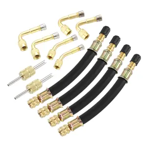 12pcs Tire Valve Stem Extension W/ 4 Dual Extender Pipe 5.1" 2 Valve Core Removal Tool 6 Valve Stem Extension Adaptor 45 90 135 Degree for Car Truck