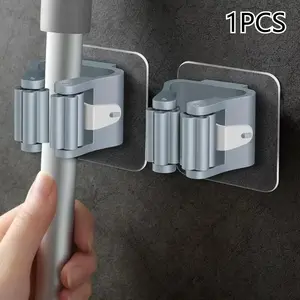 1pc Waterproof wall hook, non perforated hanging mop rack, bathroom mop hook, bathroom glue hook, broom rack, bracket, mop clip