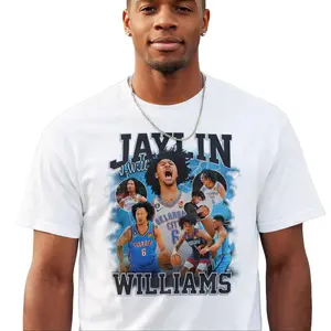 Jalen Williams OKC Thunder Vintage Shirt Bootleg Style Retro Basketball Graphic Tee Unisex