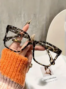 Classic Fashion Women's Flat Mirror Glasses, Versatile Use, Suitable for Office Commute, Business Casual Wear, Back-To-School Reading