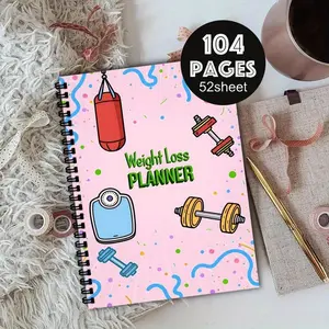A5 weight loss journal, weight loss plan, daily activity tracker, spiral binding. Exercise log, diet record, household goal-setting fitness plan. Suitable for both men and women.