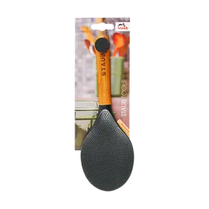 STAUB Wooden Handle Silicone Rice Spoon - High Heat Resistant, Non-Stick Pot Spatula, 22.5cm, French Kitchenware