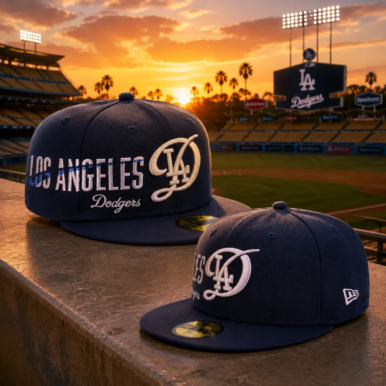 LA Dodgers Navy Blue 59FIFTY Fitted Baseball Cap – Embroidered Los Angeles Hat Premium Streetwear