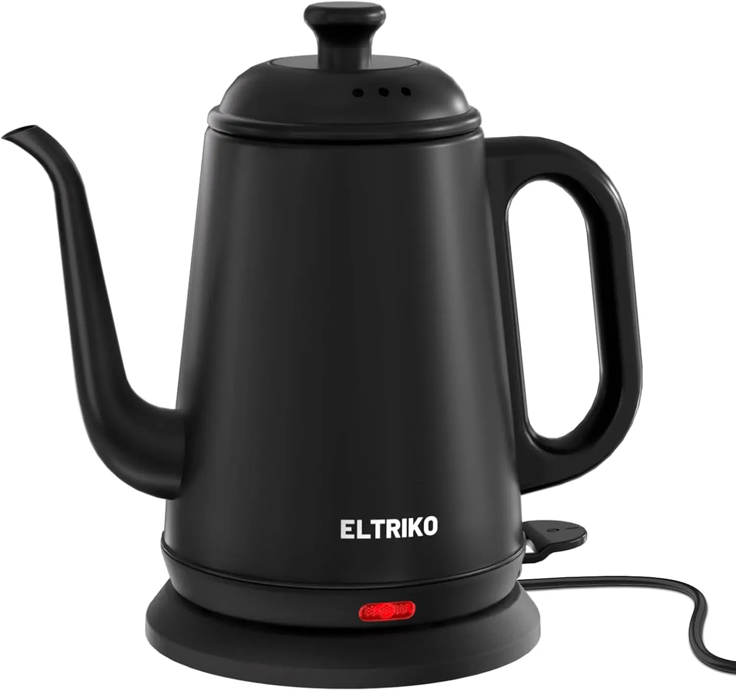 1L Stainless Steel Gooseneck Electric Kettle for Pour Over Coffee & Tea, 1000W Fast Heating, Compact Retro Look, Auto Shut-Off, Boil-Dry Protection, BPA-Free, US Plug, Black