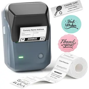 Label Maker Machine Thermal Label Printer Easy to Use for Office Home Business Came with 1 Roll White Label Blue Portable Bluetooth Sticker Maker
