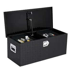 GARVEE 35 x 15 x 14 Inch Aluminum Truck Bed Toolbox with Sliding Shelf, Heavy Duty Aluminum Tool Box with Side Handle and Lock Keys, Truck Bed Storage Organizer for Pick Up Truck Rv Trailer, Black
