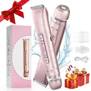 Women's 2 in 1 Electric Shaver with Dual Heads, Bikini Trimmer, Ipx6 Waterproof for Body Hair Grooming and Leg Shaving, Great Mother's Day Gift, Cordless Portable Shaver