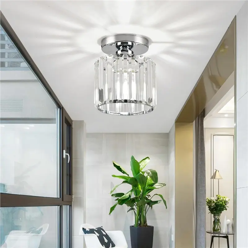 Crystal Chandelier, Mini Crystal Pendant Light, Modern Ceiling Lamp, E27 Base, /gold/silver Color, Indoor Decorative Light, for Hallway, Kitchen, Dining Room, Corridor