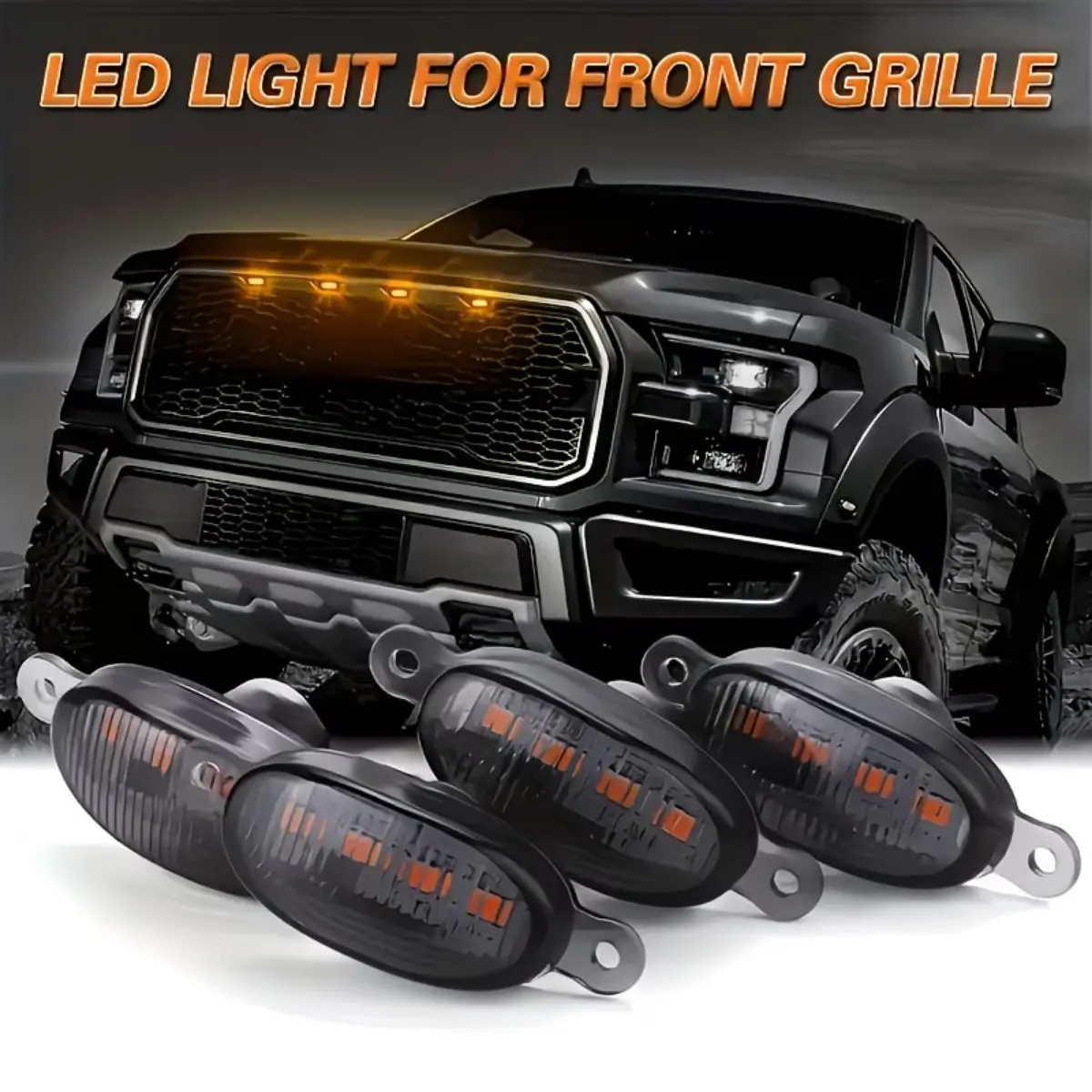 4-in-1 LED Car Front Grille Light Kit - Amber Headlights for SUVs And More - Store Manager Recommended