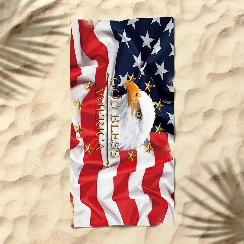 American Flag Eagle Pattern Beach Towel, Soft Absorbent Quick Dry Towel for Beach, Pool, Travel, Camping, Outdoor, Summer Essentials, Gift for Him, Gift for Her