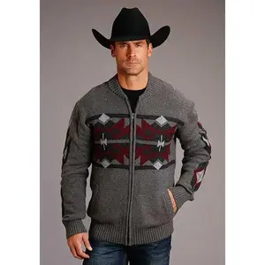 Stetson 00907 Heathered Aztec (Grey) - Men's Sweater