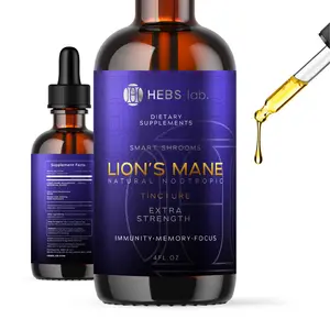 Lions Mane - Mushroom Wellness supplements - Made in USA - 4 Fl Oz by HEBS lab. natural brain booster health support immune system gluten free