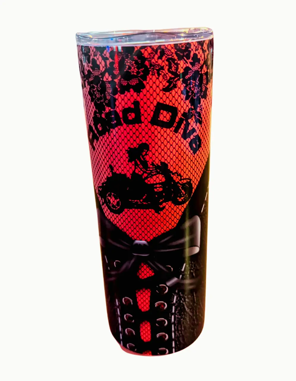 Trike Girl Motorcycle Leather and Lace stainless steel tumbler