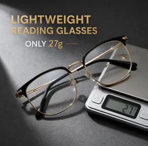 Stylish black-rimmed gold-trimmed reading glasses, Progressive Reading Glasses Multifocal