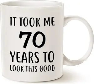 Funny Birthday Coffee Mug Christmas Gifts, It Took Me 70 Years to Look This Good Best 70th Birthday Gifts for Family Cup White, 11 Oz4