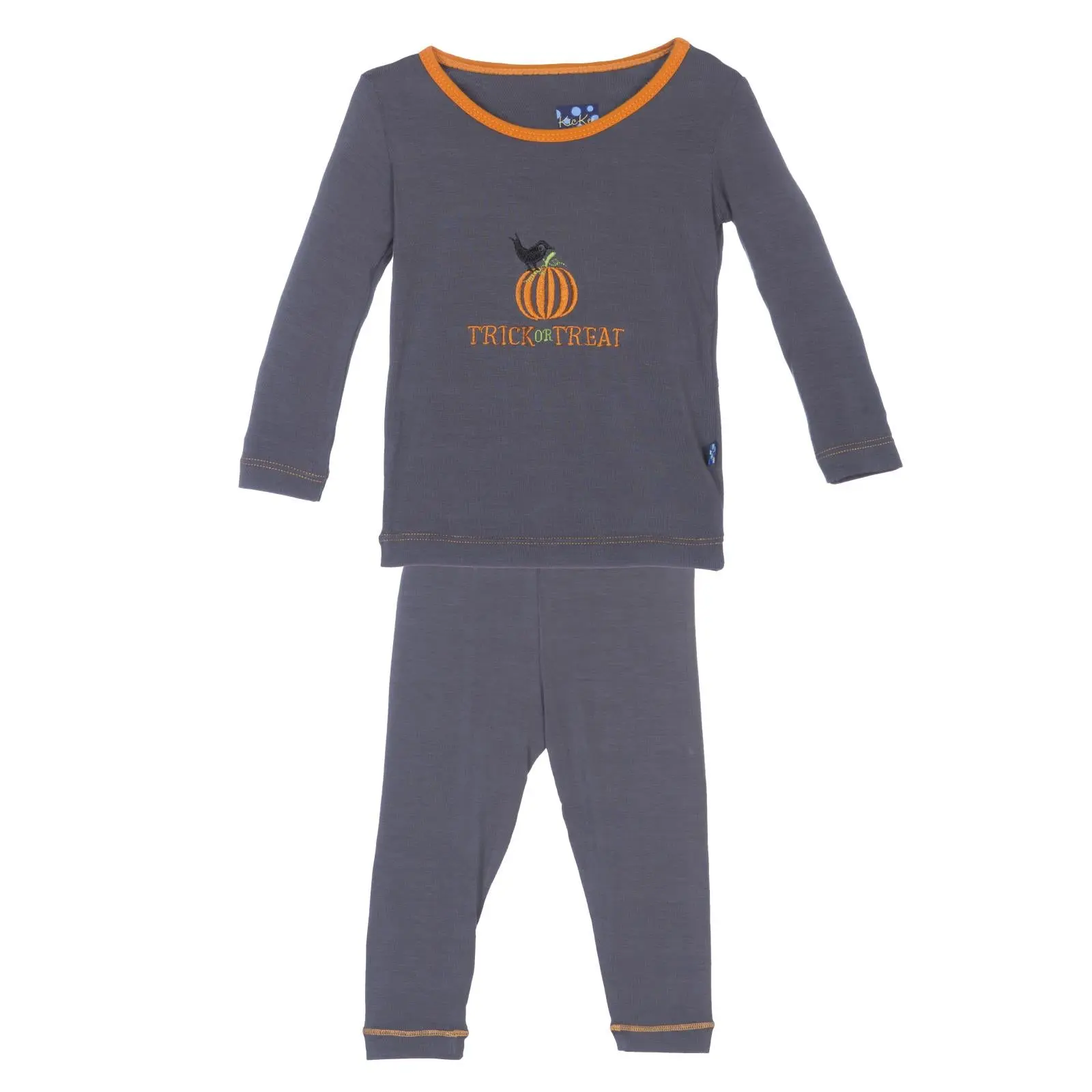 Long Sleeve Applique Pajama Set in Stone Trick or Treat