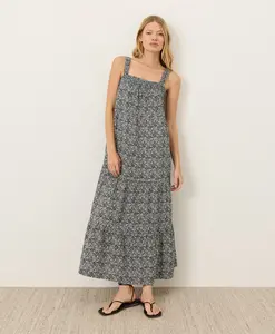 Women's Organic Coastal Double Gauze Strappy Tiered Dress