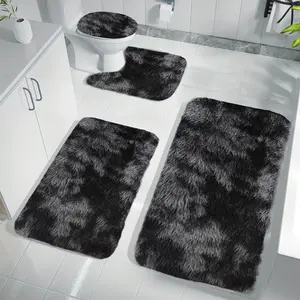 4Pcs New Tie-dyed Bathroom Carpet, Long-hair Floor Mat Four-piece Set, Flocked Mat, 4-pack Toilet Universal Soft Comfortable, Christmas Decoration Home Decorations, Gifts Winter