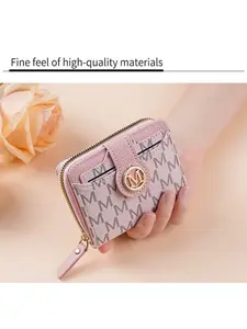 Minimalist Women Wallet, PU Leather Bifold Design, Geometric Pattern, All-Season Use, Compact Size, Ideal for Cards & Coins