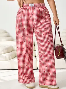 Cute Printed Casual Fashion Pants for Women, High Waist Flowy Straight Leg Walkie Pants, All Seasons Loose Fit Cloud Pattern