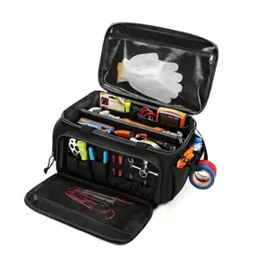 Heavy-Duty 14-Inch Tool Bag Organizer with Multiple Compartments, Zippered Closure, Ideal for Electricians, Contractors, Mechanics, Tool Storage Bag