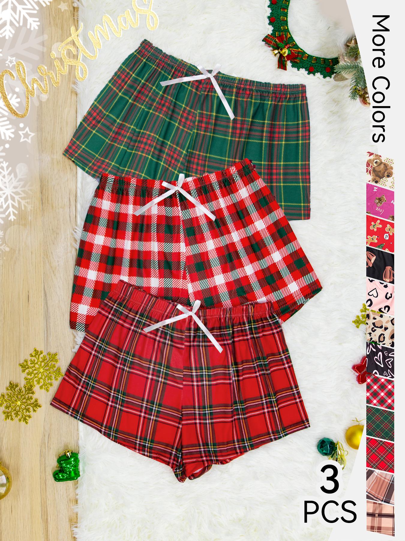 3Pcs.Women's Heart Print Elastic Waist Shorts Pyjama Set, Casual Comfy Shorts Set, Ladies Soft Sleepwear for All Seasons