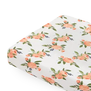 Cotton Muslin Changing Pad Cover - Watercolor Roses