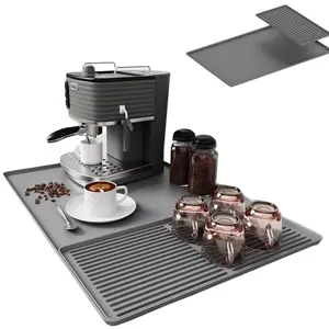 Silicone Coffee Bar Mat, Non-Slip Drying Pad & Heat Resistant Surface Protector, Suitable for Coffee Makers and Kitchen Use