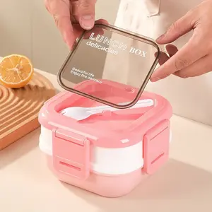 Highly aesthetic indoor and outdoor plastic, stainless steel 304 exquisite lunch boxes, food storage containers, food-grade lunch boxes for office workers, microwave-safe bento boxes, tableware spoons, and insulated lunch boxes, essential for families