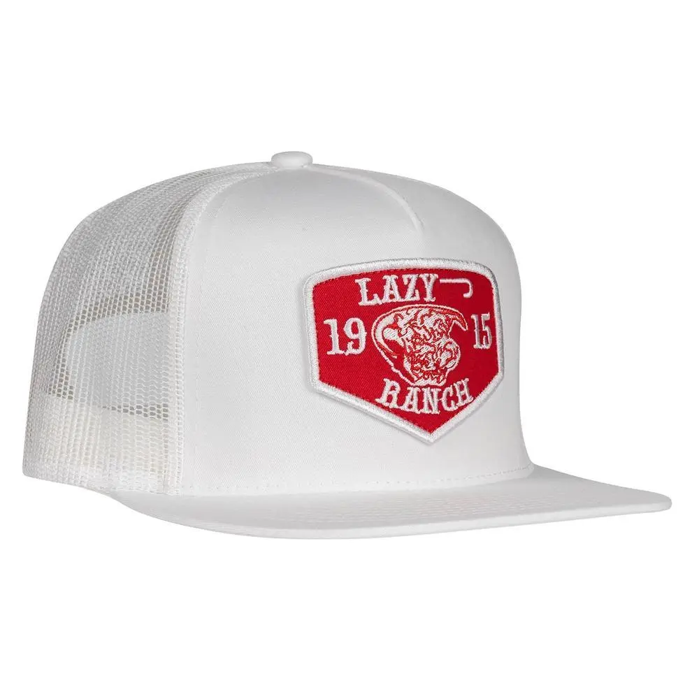 Lazy J Ranch Classic 5-Panel Trucker Hat - White, Red, High Quality Casual Mens Hat, Casual Hat, High Quality Hat