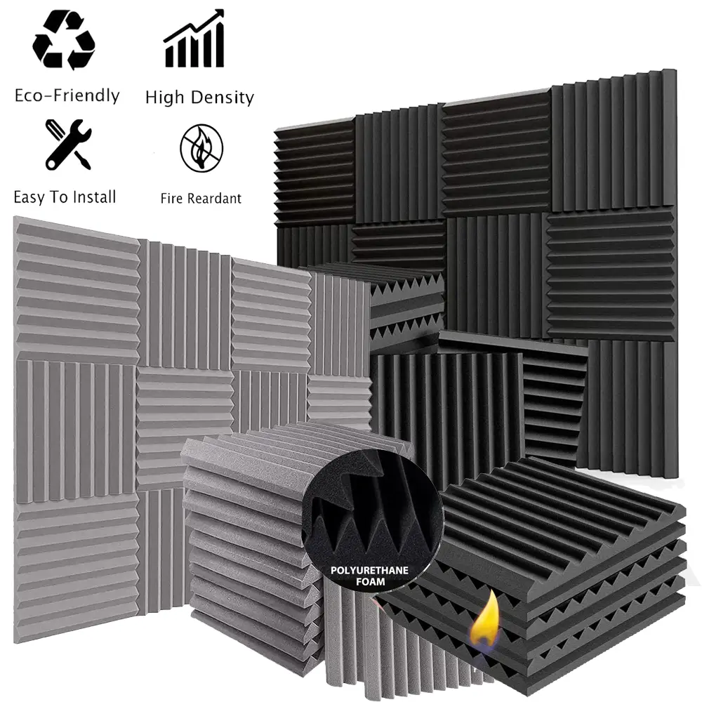 12~96 PACK 12"X12"X1"Sound Proof Foam Panels for Walls,High Density,Sound Absorbing Panels, Acoustic Foam Panels Fire Resistant for Studio Recording I
